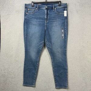 Gap True Skinny Jeans Womens 35/20R Blue Distressed High Rise Stretch Pocket NEW